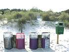 Litter and recycling bins at Studland Bay  Studland United Nudists